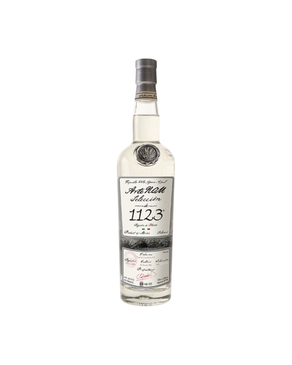 Tequila Blanco Selección de 1123 - Arte NOM