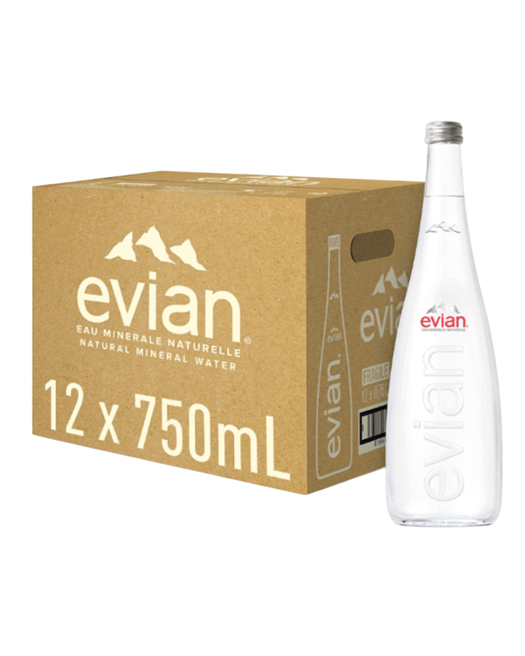Agua Natural Evian 750 ml - Vidrio