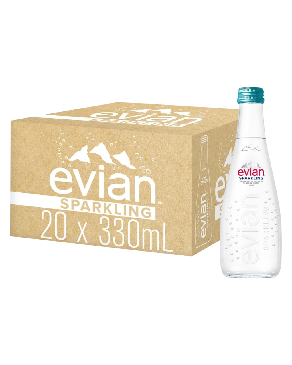 Agua Natural Mineral Evian Glass Sparkling 330 ml - Vidrio